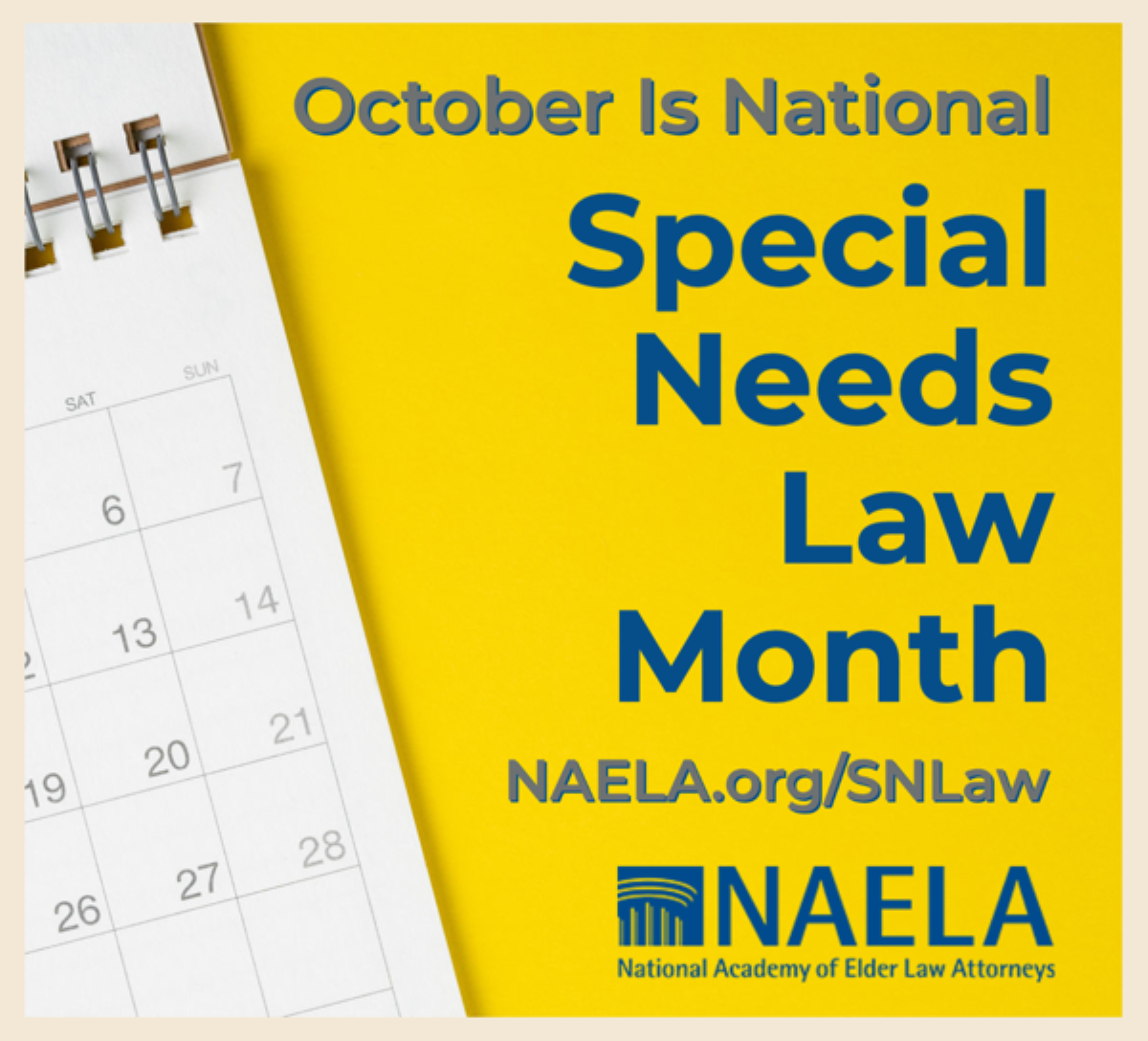 October National Special Needs Law Month logo